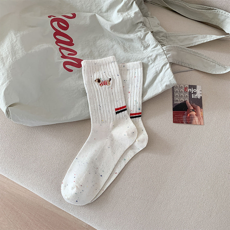 Personality Puppy Embroidered Socks Children