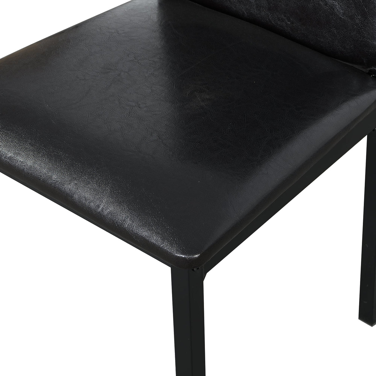 5 Piece Metal Dinette Set with Faux Marble Top - Black