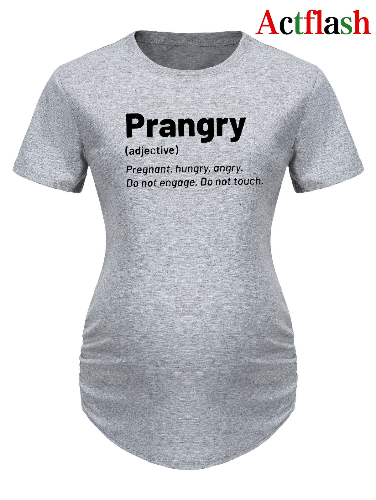 Maternity "Prangry" Print T-Shirt, Comfy Casual Short Sleeve Pregnancy Tee, Humorous Text Graphic