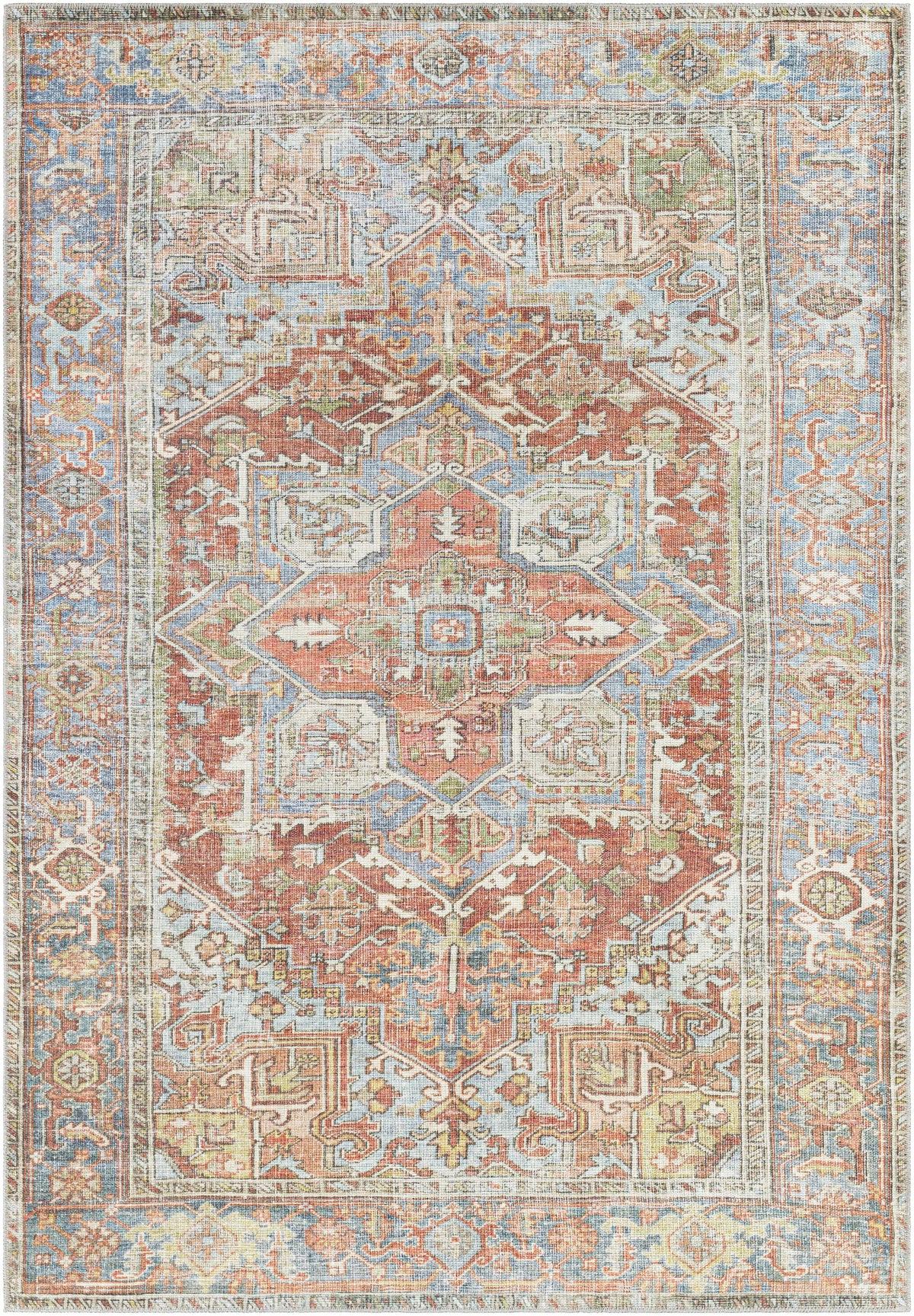 Maayon Medallion Rust Washable Area Rug
