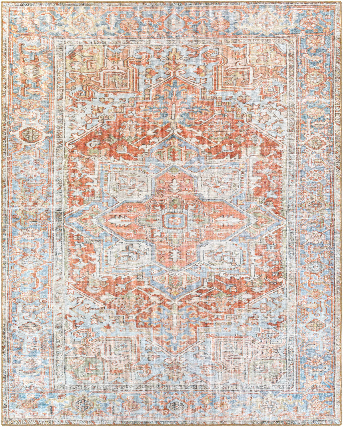 Maayon Medallion Rust Washable Area Rug