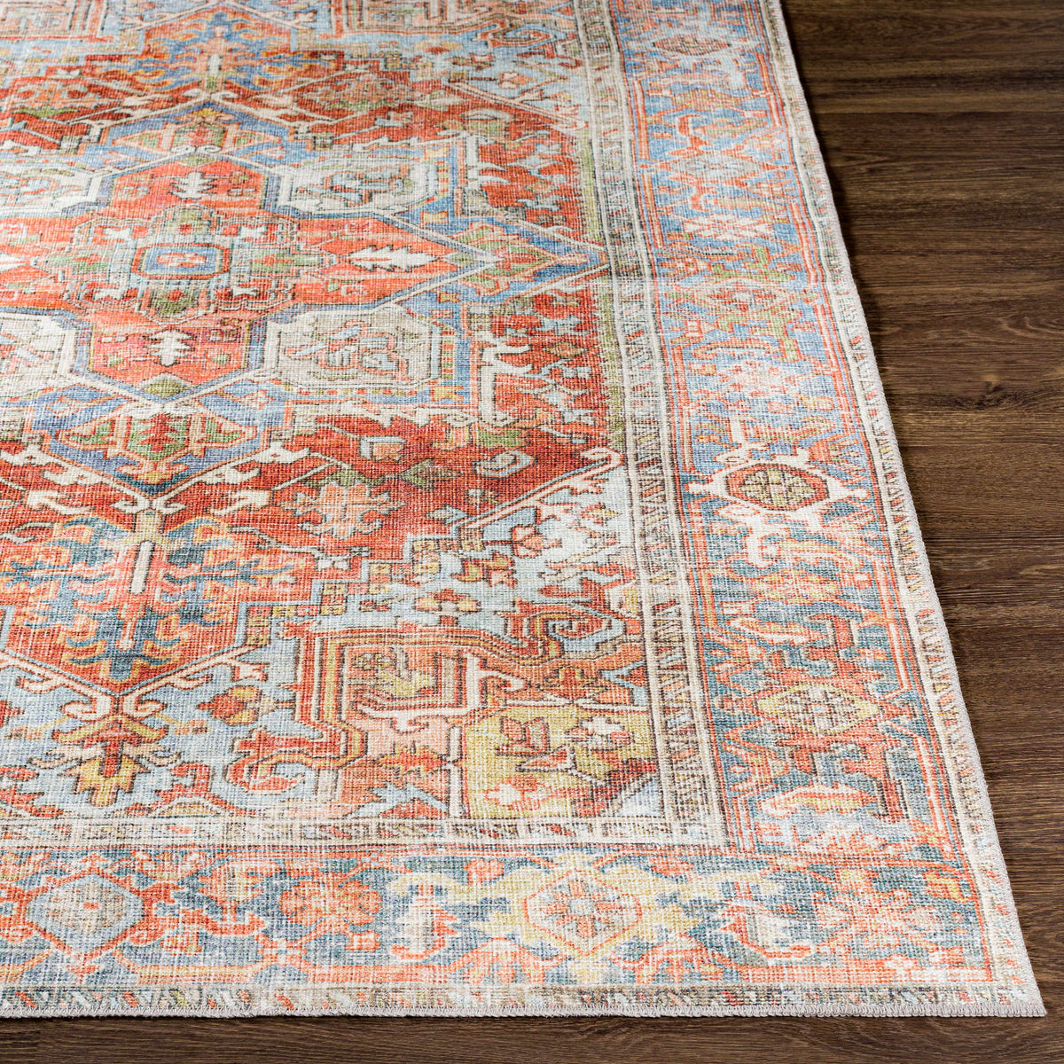 Maayon Medallion Rust Washable Area Rug