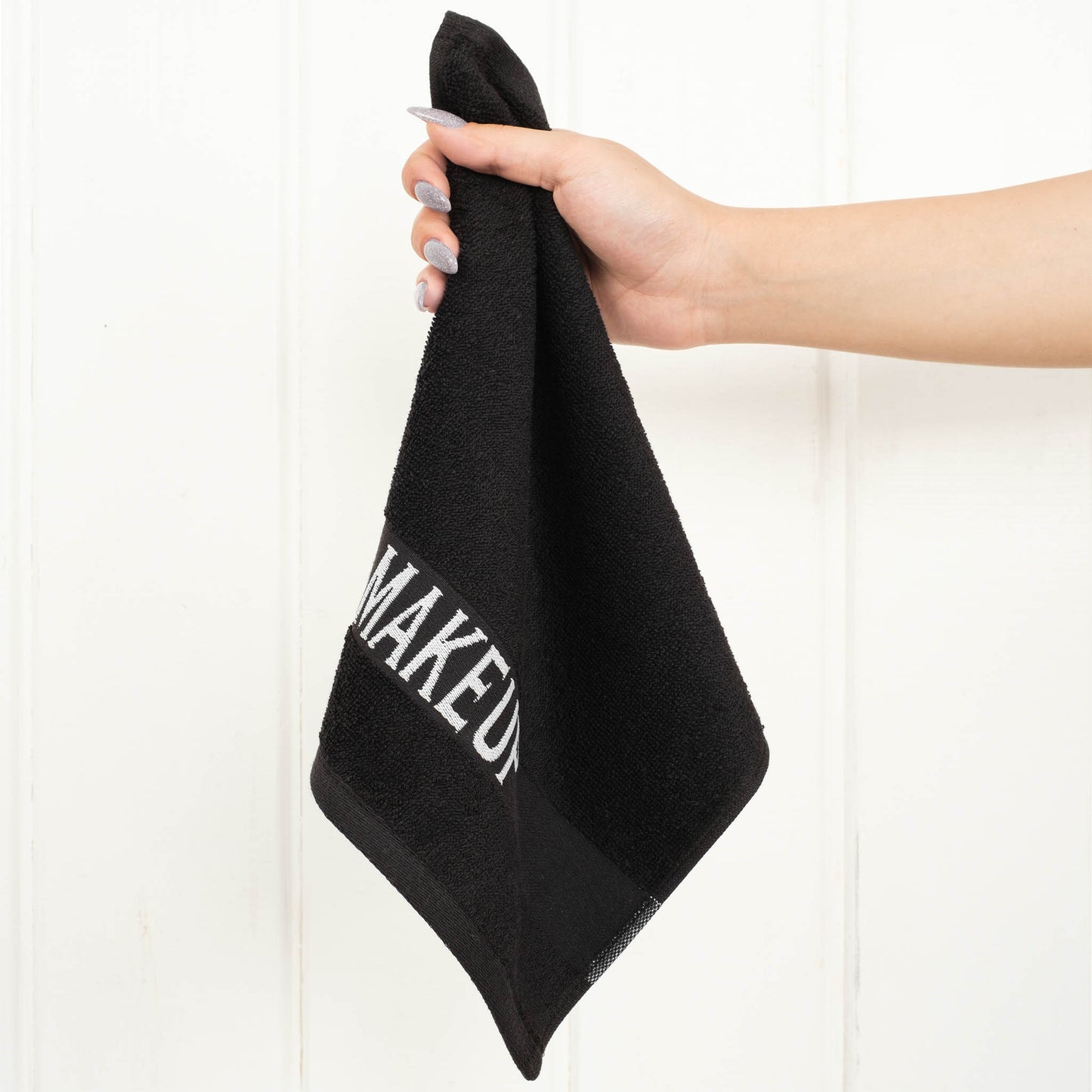 American Soft Linen, Makeup Remover Face Cloth, 100% Cotton Makeup Towels, 4 Packed Face Towels, 12x12 inches, Black - 100 Set Case Pack