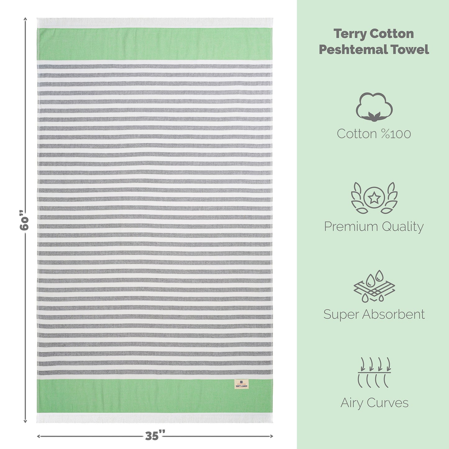 Mediterranean 100% Cotton Turkish Peshtemals, 35" x 60",  Modern & Traditional Turkish Bath Towels
