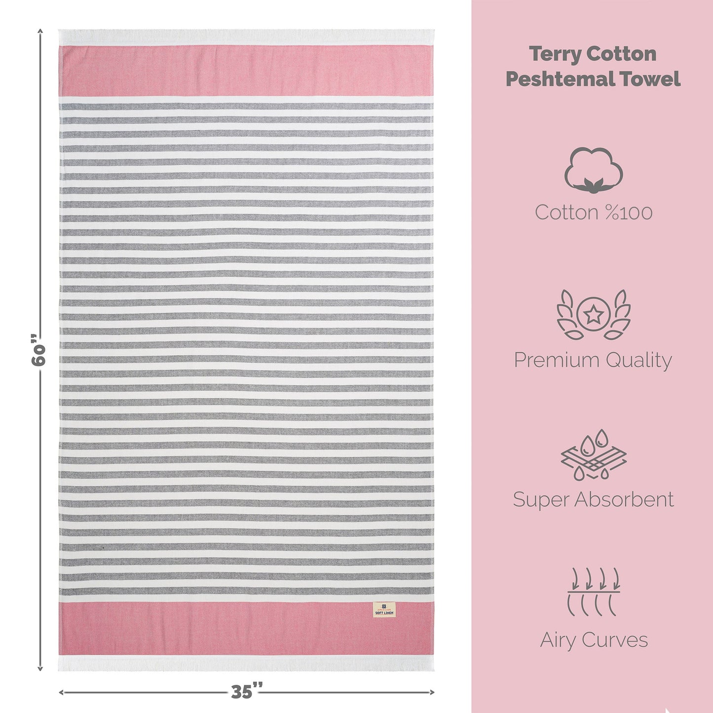 Mediterranean 100% Cotton Turkish Peshtemals, 35" x 60",  Modern & Traditional Turkish Bath Towels
