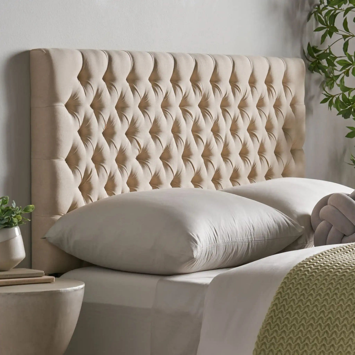 Annecy Contemporary Upholstered Headboard with Diamond Tufting and Adjustable Height - Queen