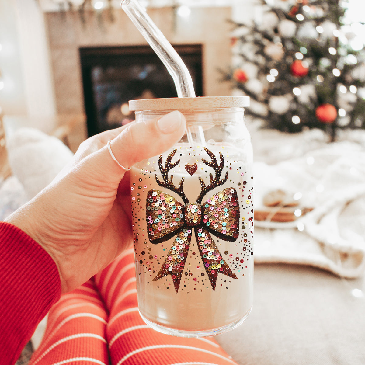 Sequin Bow Antlers 17oz