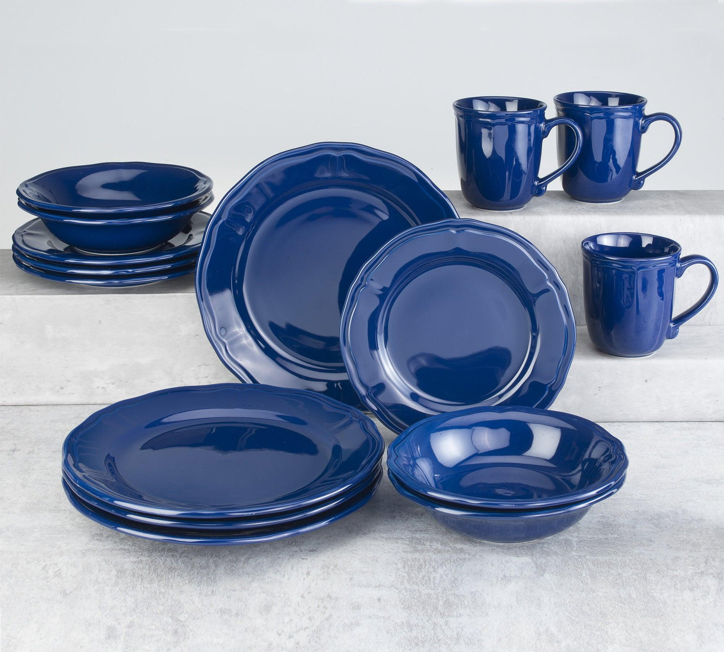 Siena 16 Piece  Stoneware Dinnerware Set , Service for 4 , Cobalt Blue