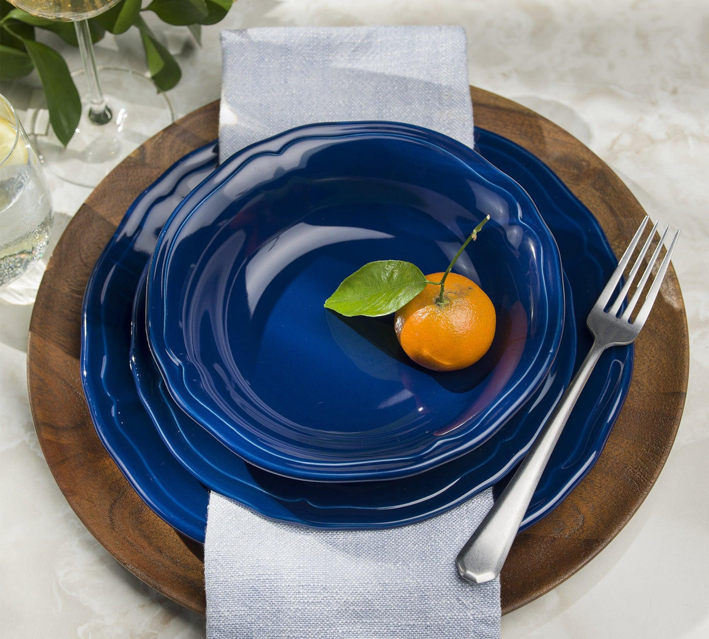 Siena 16 Piece  Stoneware Dinnerware Set , Service for 4 , Cobalt Blue
