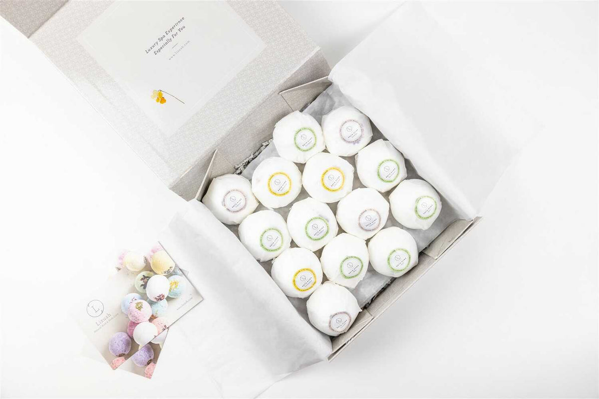 Natural Bath Bomb Gift Box – 14 Handmade Bath Bombs for a Spa Day