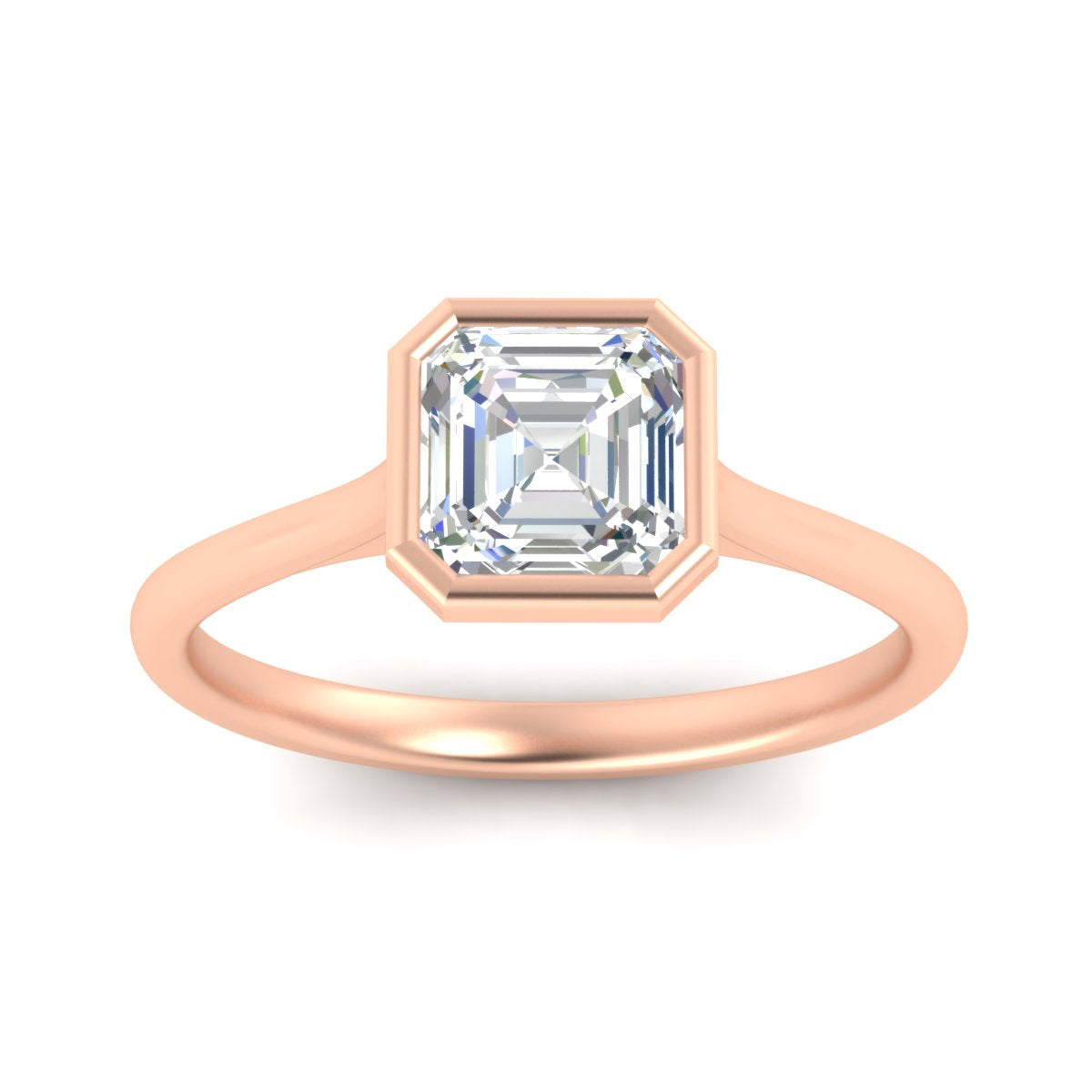 Asscher Cut Petite Bezel Solitaire Engagement Ring