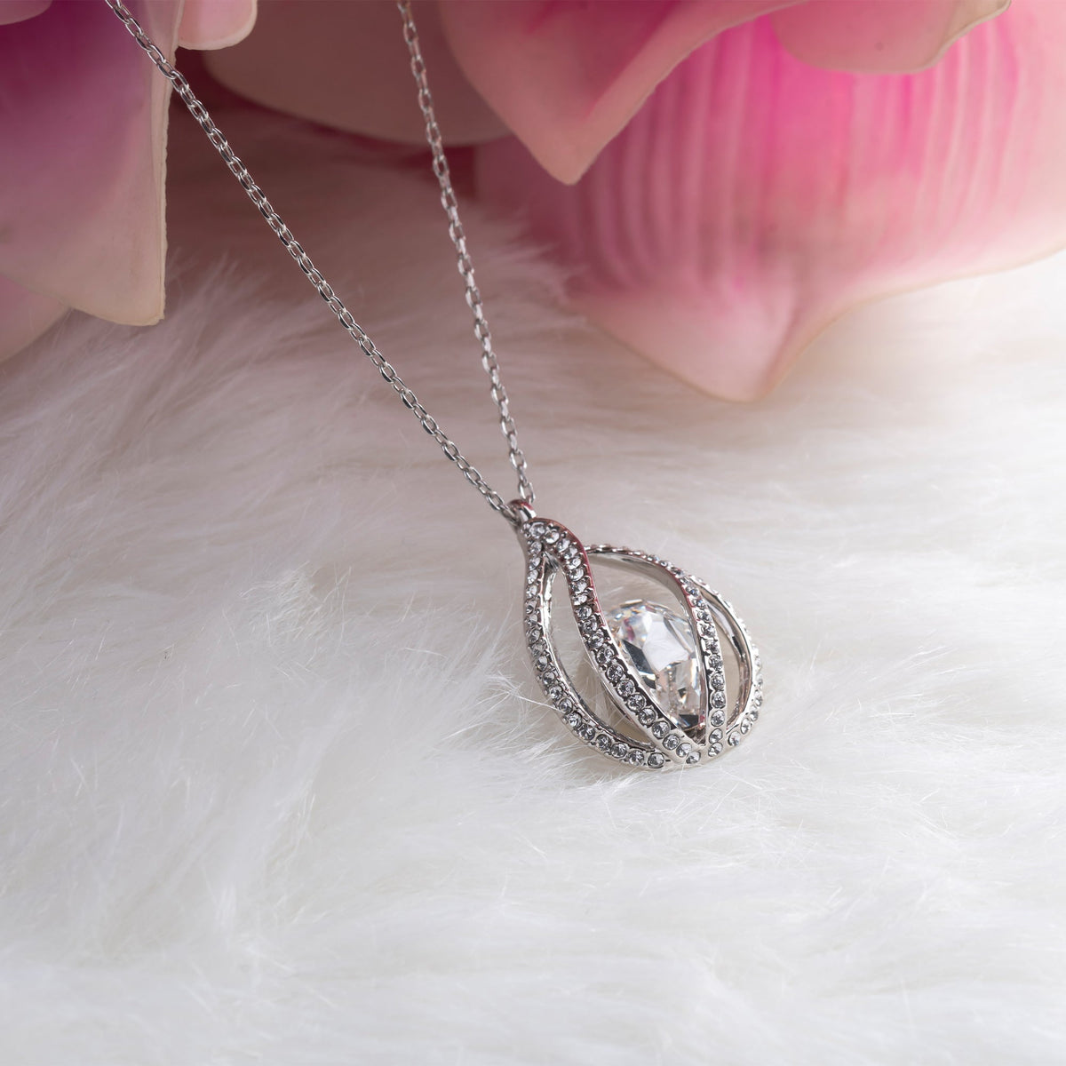 Tryndi to My Grandma Birdcage Necklace with Authentic Swarovski Crystals