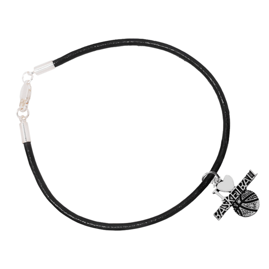 Black Cord I Love Basketball Bracelets