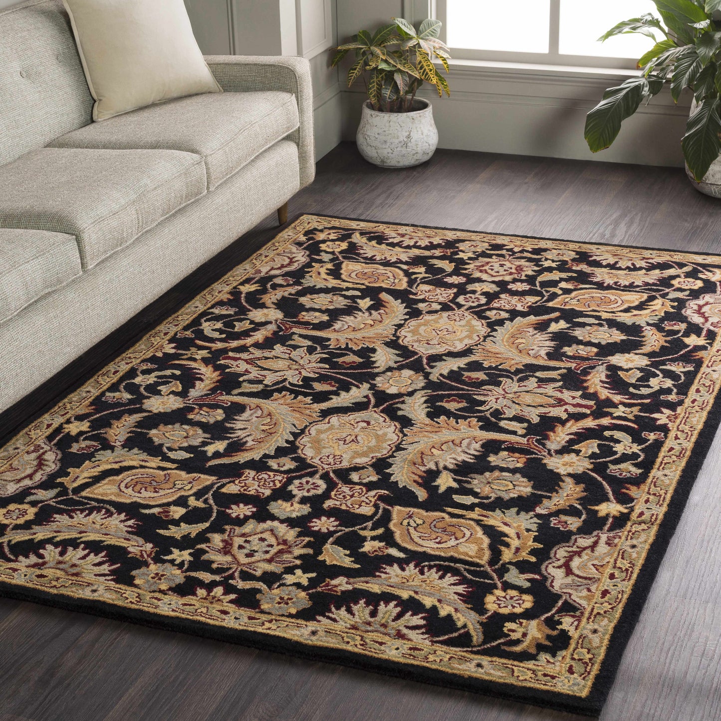 Blomkest Black&Yellow Traditional Wool Carpet