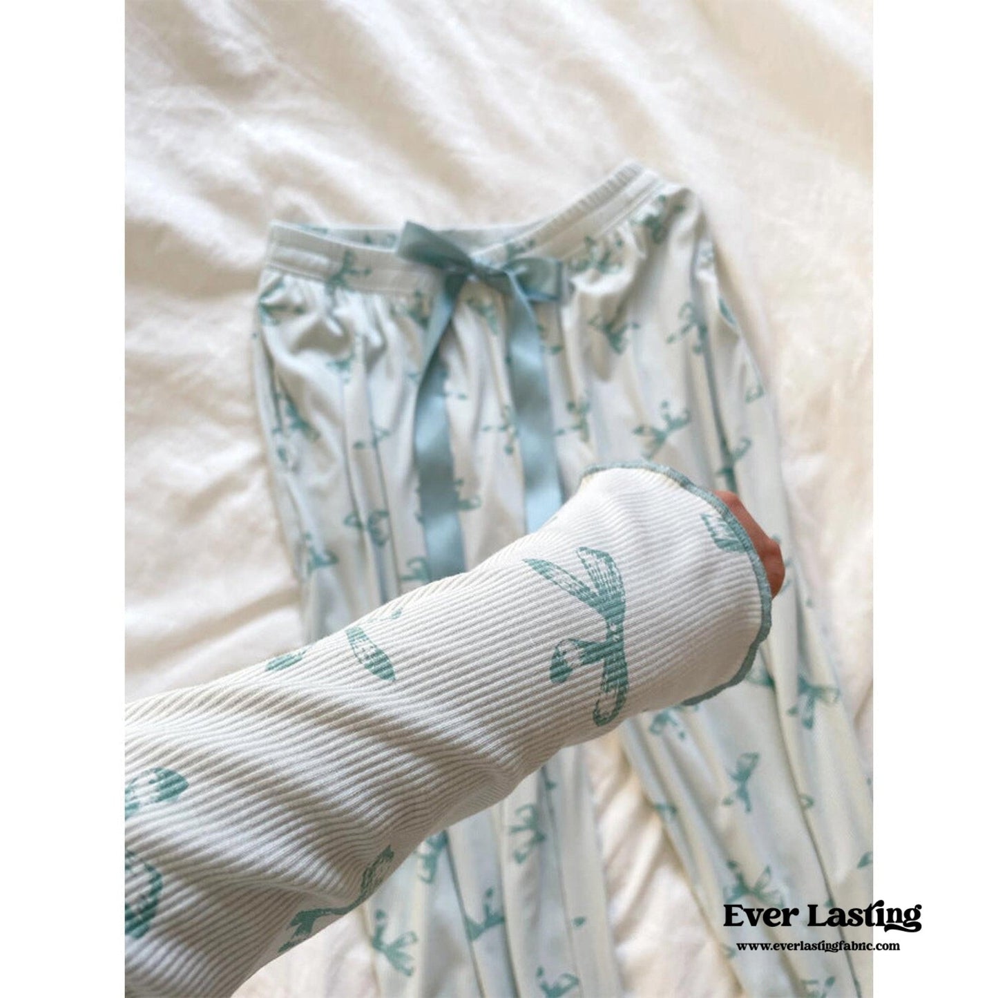 Bow V Neck Modal Pajama Set / Black