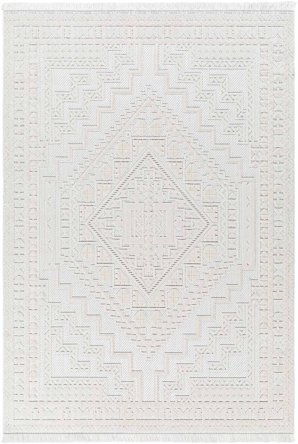 Alya White Fringe Rug