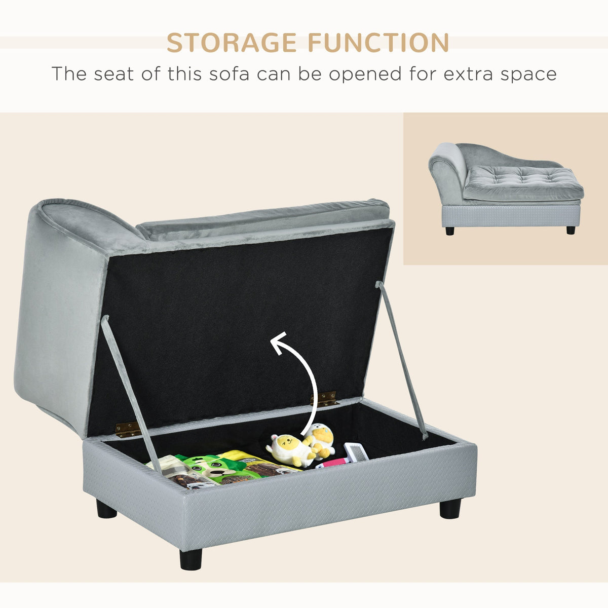 Luxury Small Dog Bed with Hidden Storage - PawHut