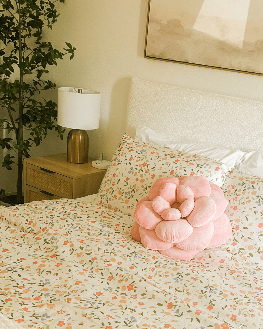 Camellia Plush Throw In Decor Flower Pillow
