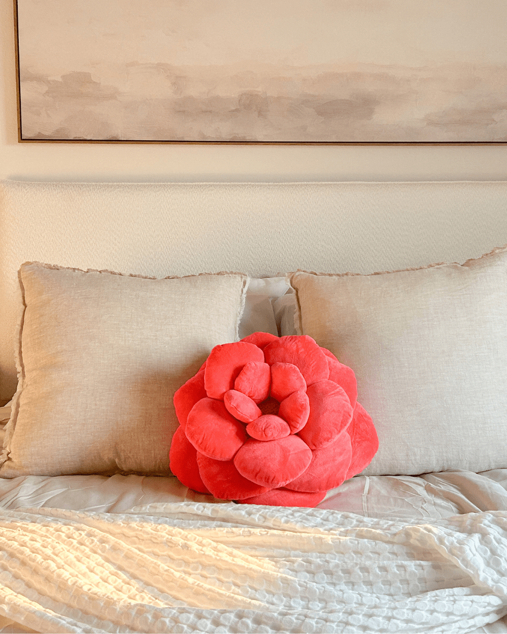 Camellia Plush Throw In Decor Flower Pillow