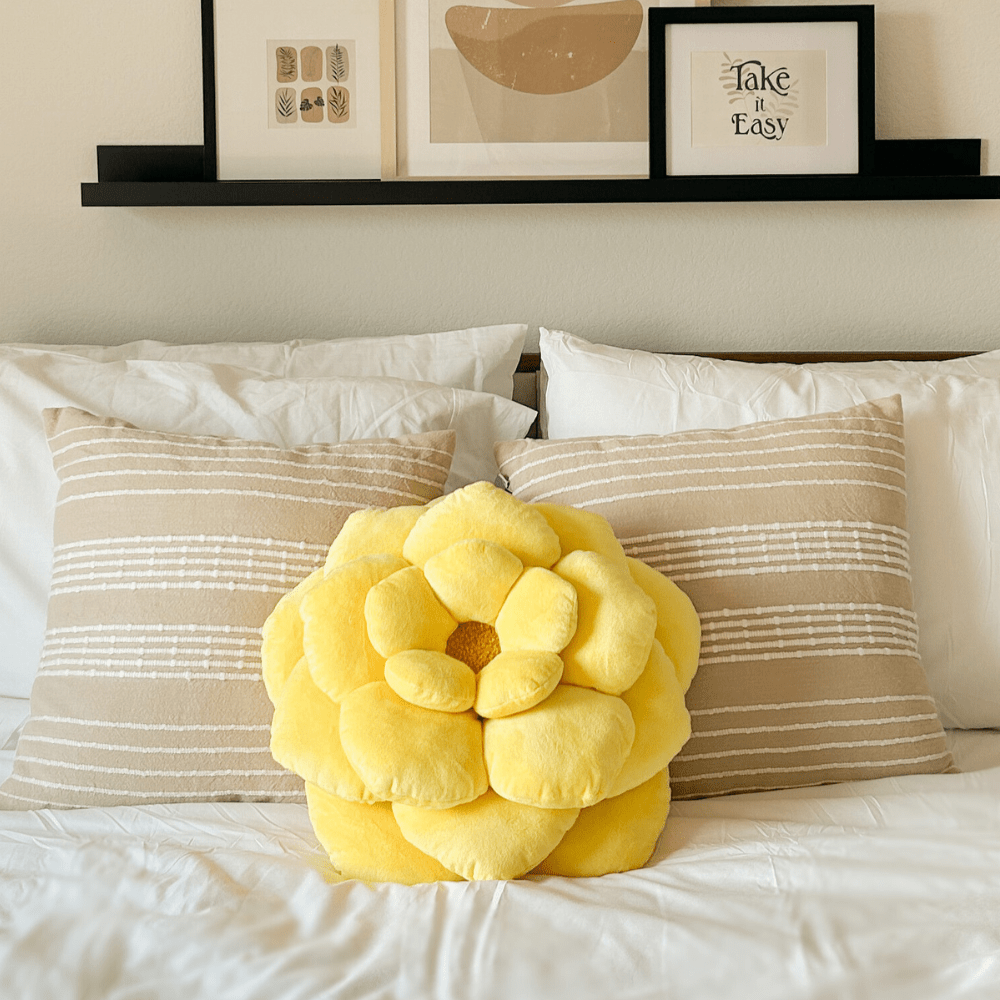 Camellia Plush Throw In Decor Flower Pillow