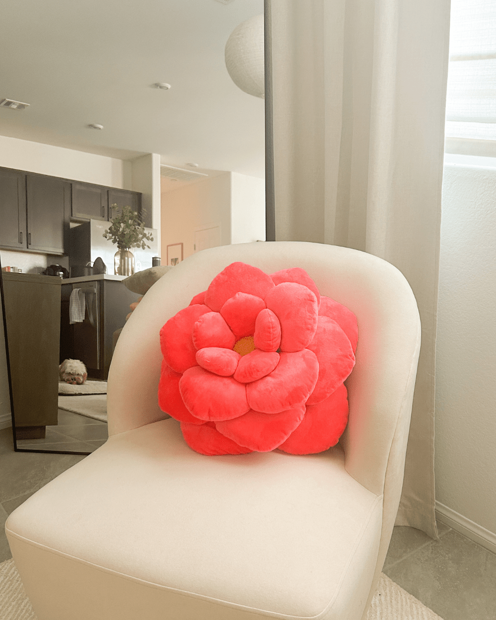 Camellia Plush Throw In Decor Flower Pillow