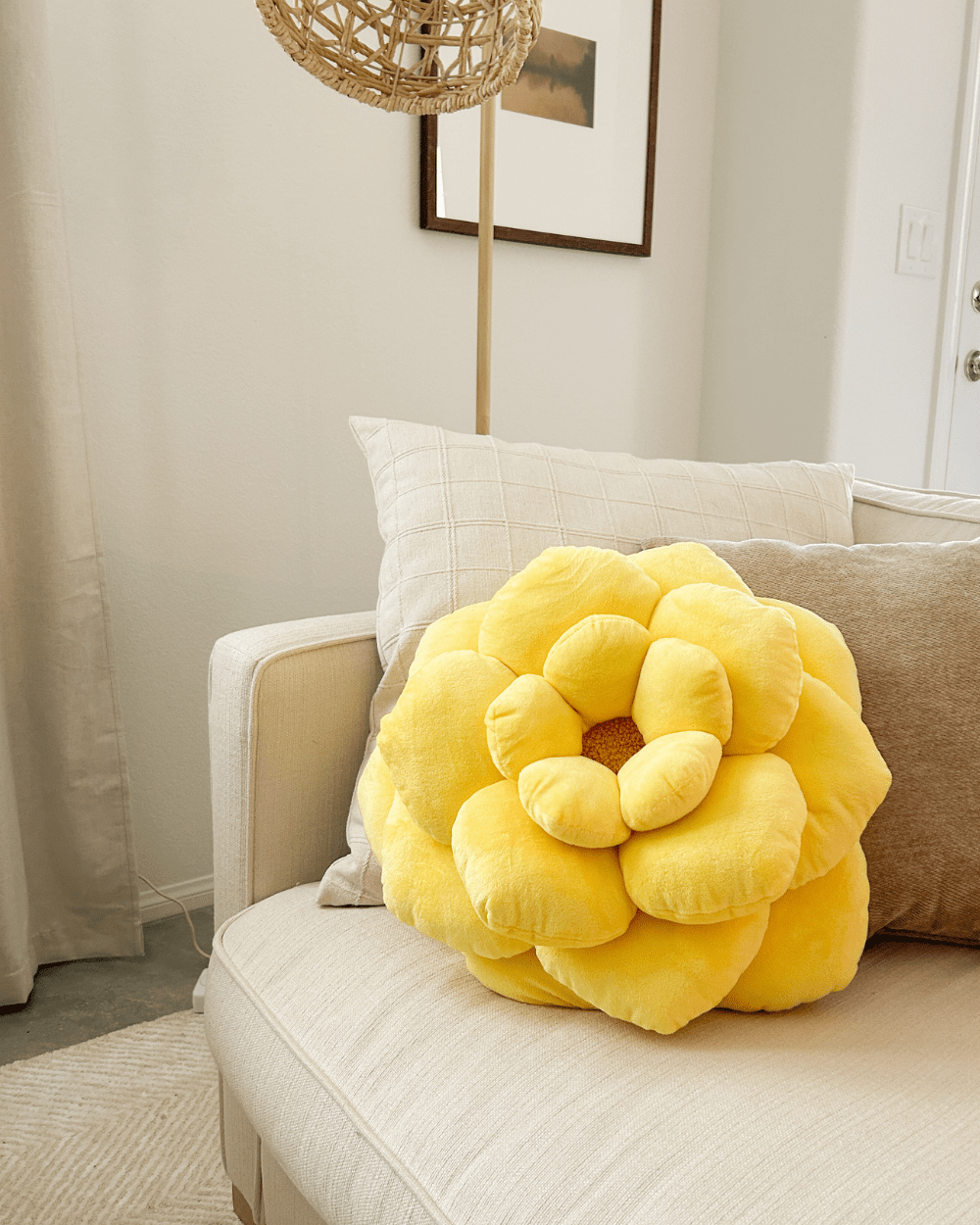 Camellia Plush Throw In Decor Flower Pillow