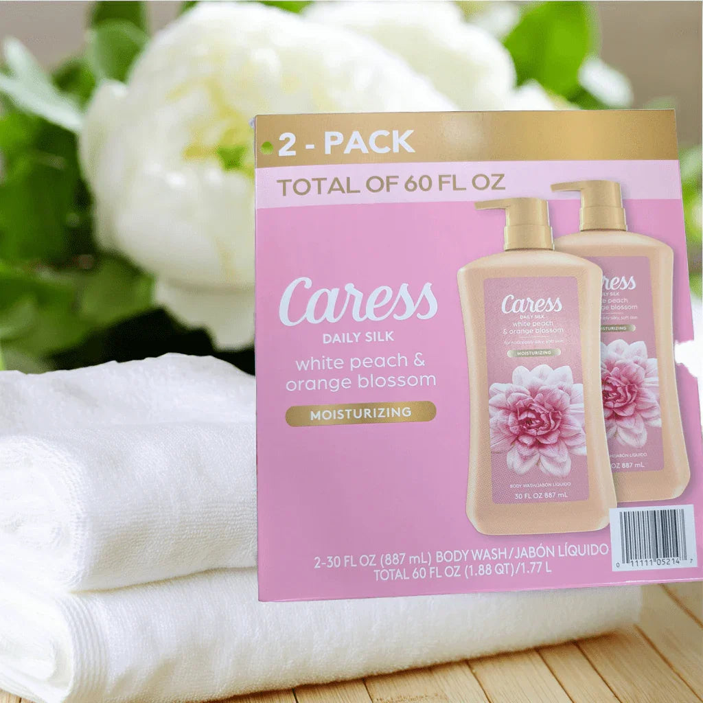 Caress White Peach Body Wash 2 Pack 30oz Each Daily Silk  2-Pack