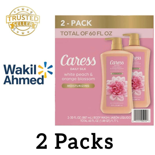 Caress White Peach Body Wash 2 Pack 30oz Each Daily Silk  2-Pack