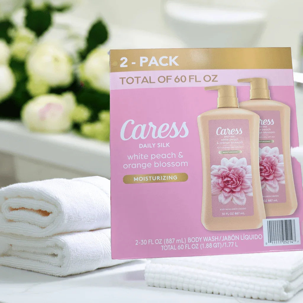 Caress White Peach Body Wash 2 Pack 30oz Each Daily Silk  2-Pack