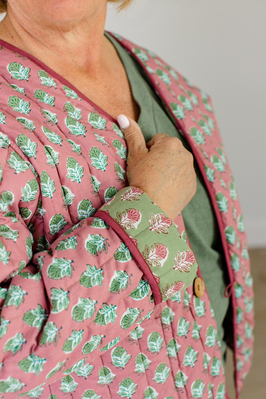 The Emily *Reversible* Quilted Jacket in Pistachio Pink - Final Sale
