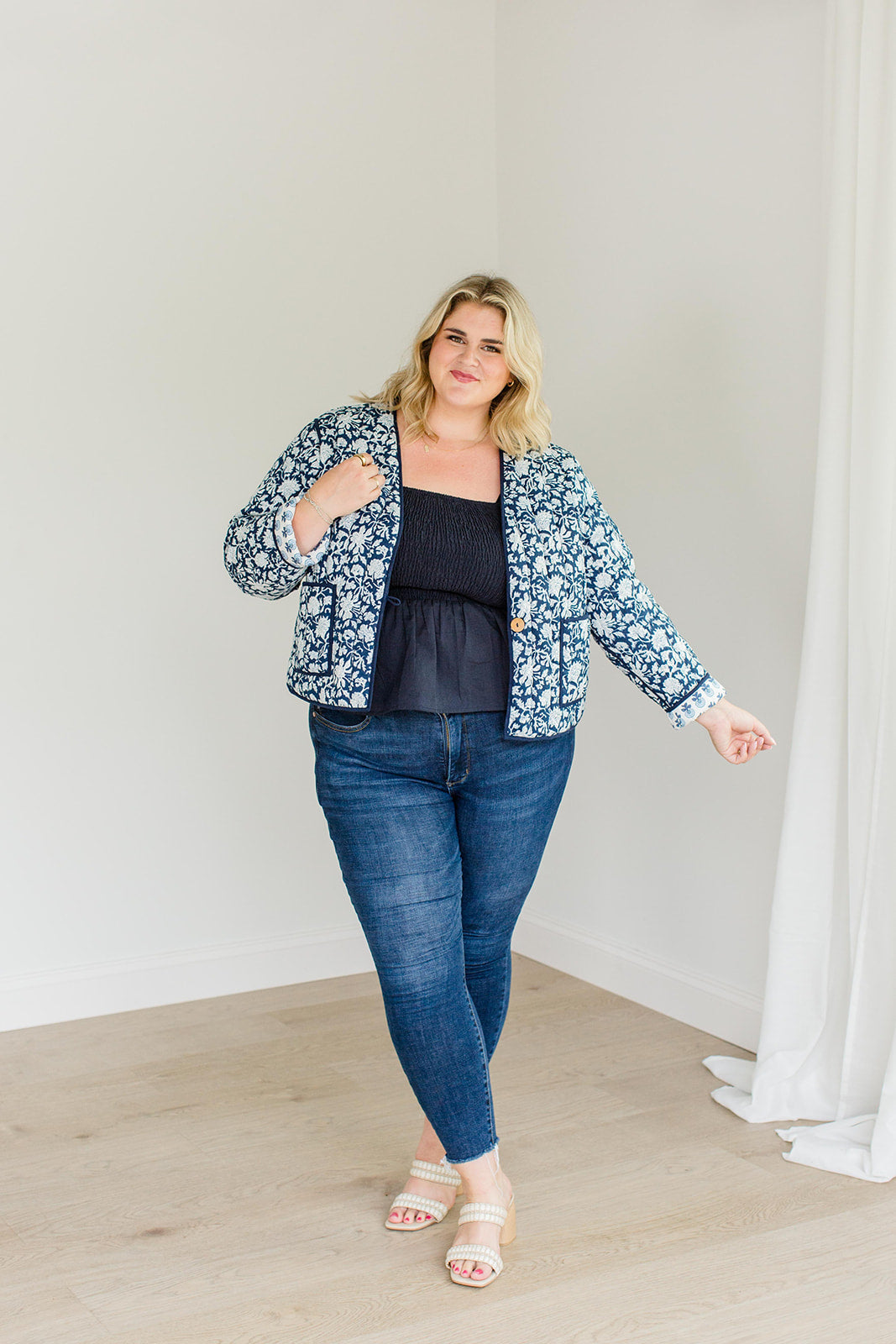 The Emily *Reversible* Quilted Jacket in French Navy - Final Sale