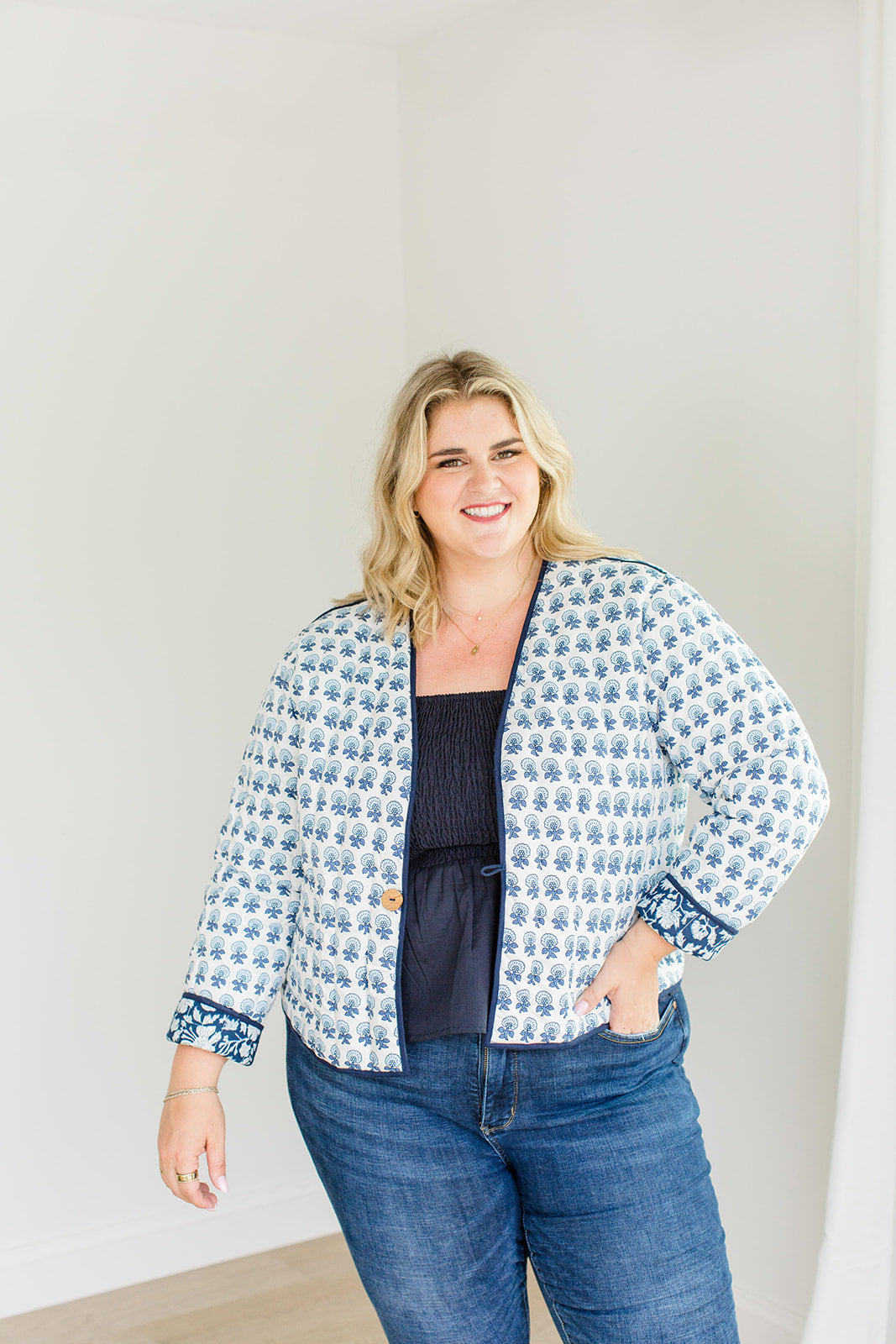 The Emily *Reversible* Quilted Jacket in French Navy - Final Sale