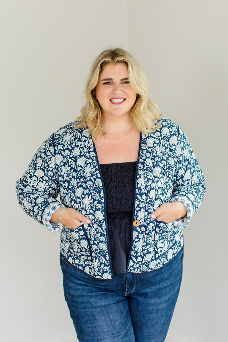 The Emily *Reversible* Quilted Jacket in French Navy - Final Sale