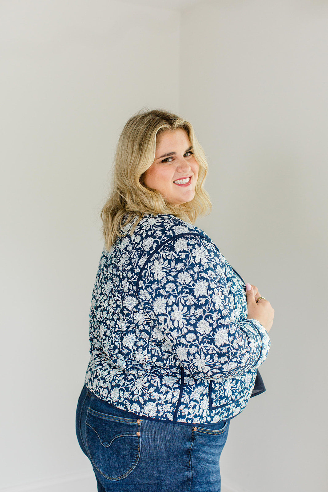 The Emily *Reversible* Quilted Jacket in French Navy - Final Sale
