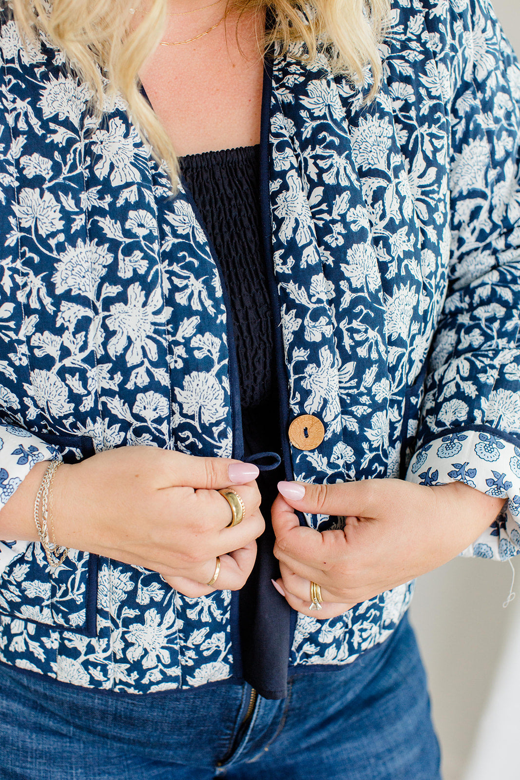 The Emily *Reversible* Quilted Jacket in French Navy - Final Sale