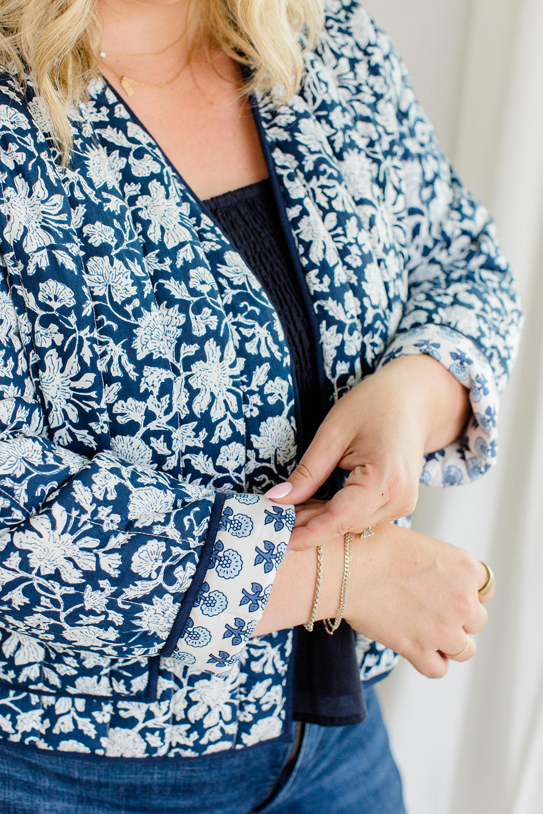 The Emily *Reversible* Quilted Jacket in French Navy - Final Sale