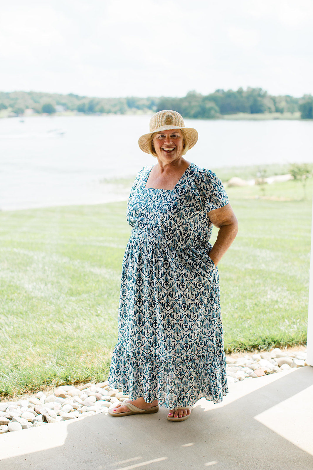 The Allison Dress in Navy Trellis - Final Sale