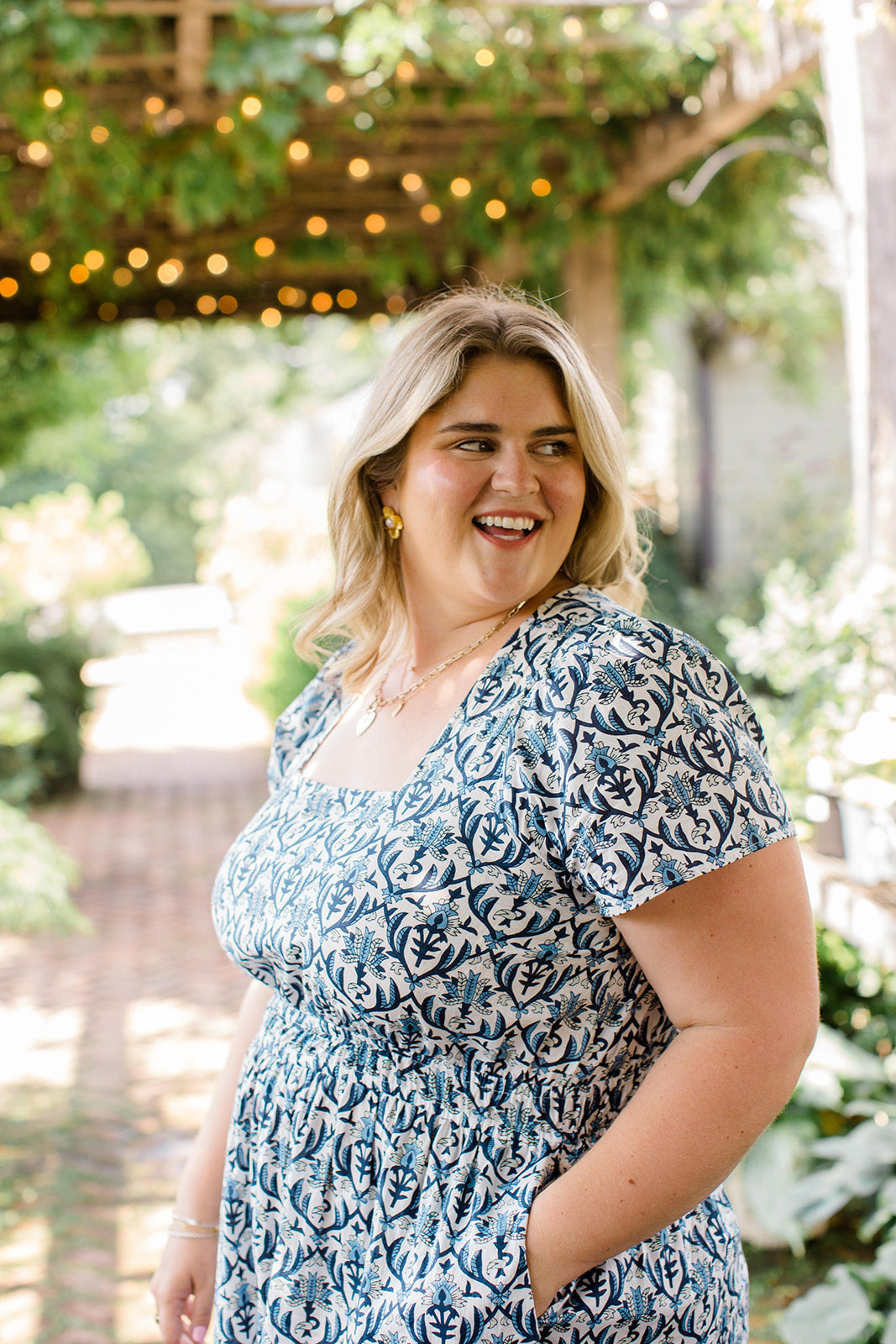 The Allison Dress in Navy Trellis - Final Sale