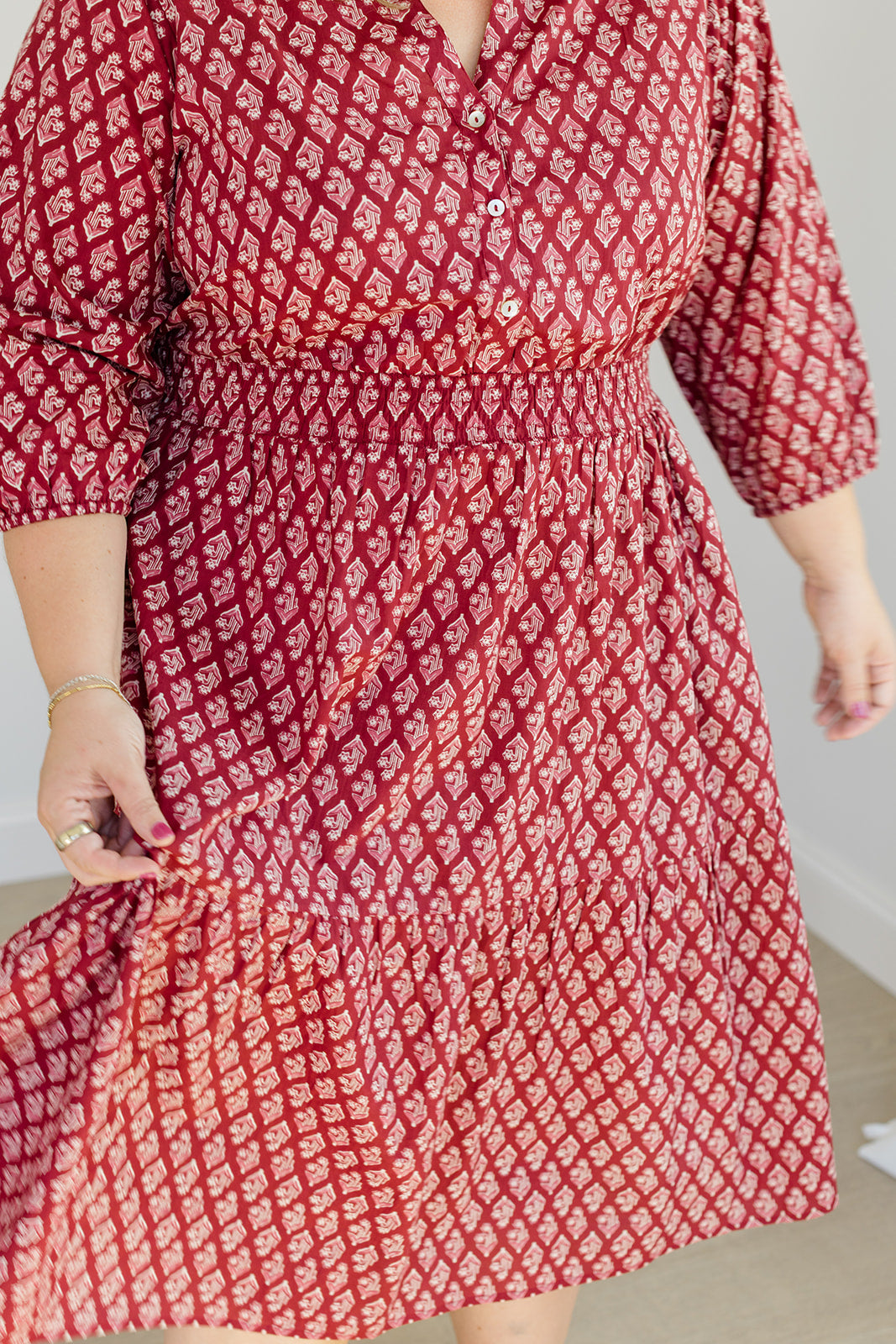 The Francesca Midi Dress in Spiced Merlot