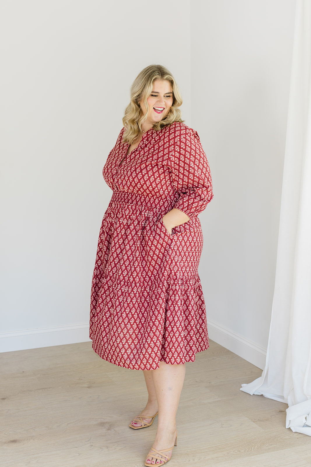 The Francesca Midi Dress in Spiced Merlot