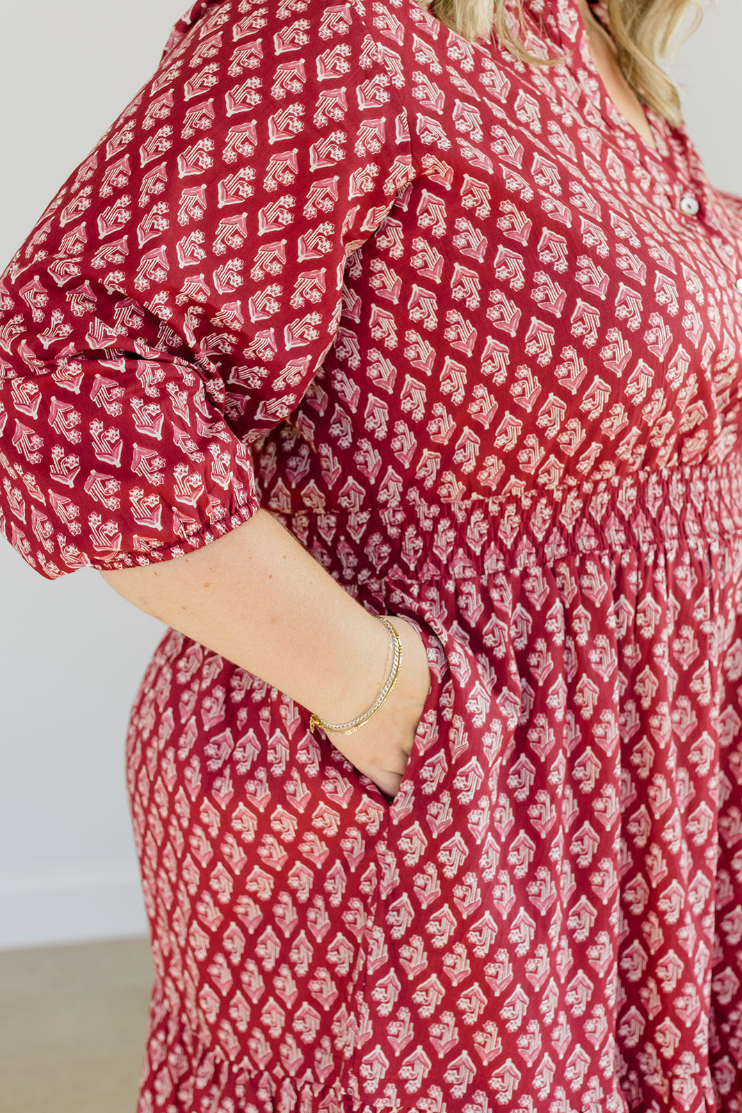 The Francesca Midi Dress in Spiced Merlot