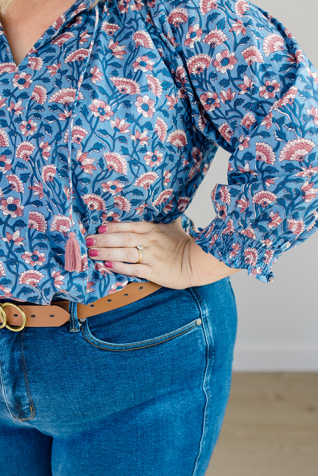 The Jess Top in Indigo Bloom