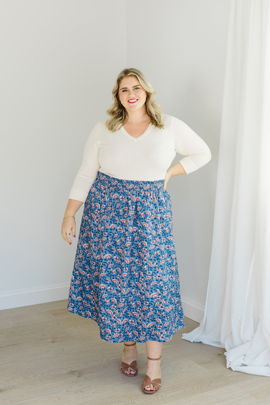 The Melissa Skirt in Indigo Bloom