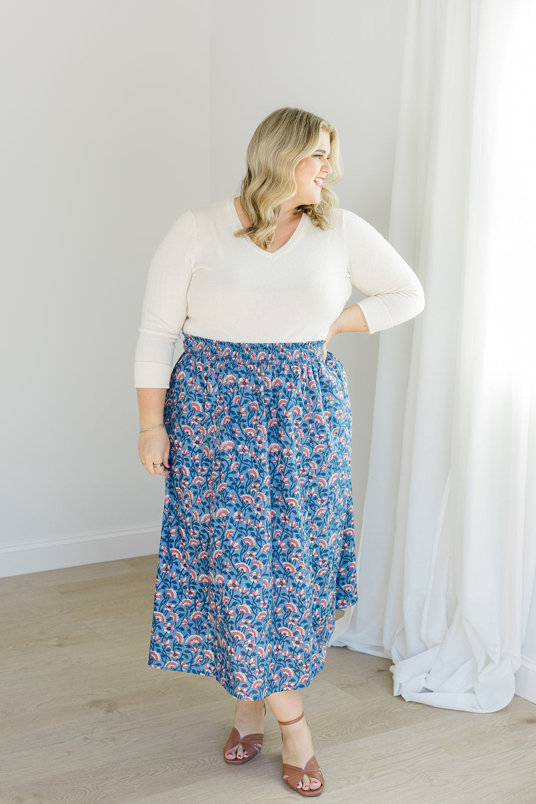 The Melissa Skirt in Indigo Bloom