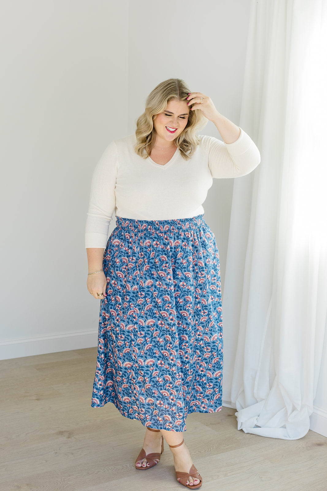 The Melissa Skirt in Indigo Bloom