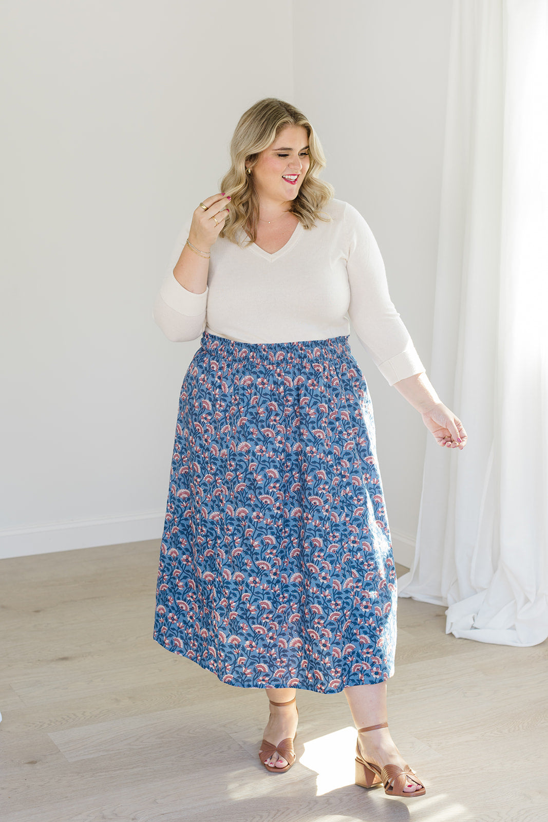 The Melissa Skirt in Indigo Bloom