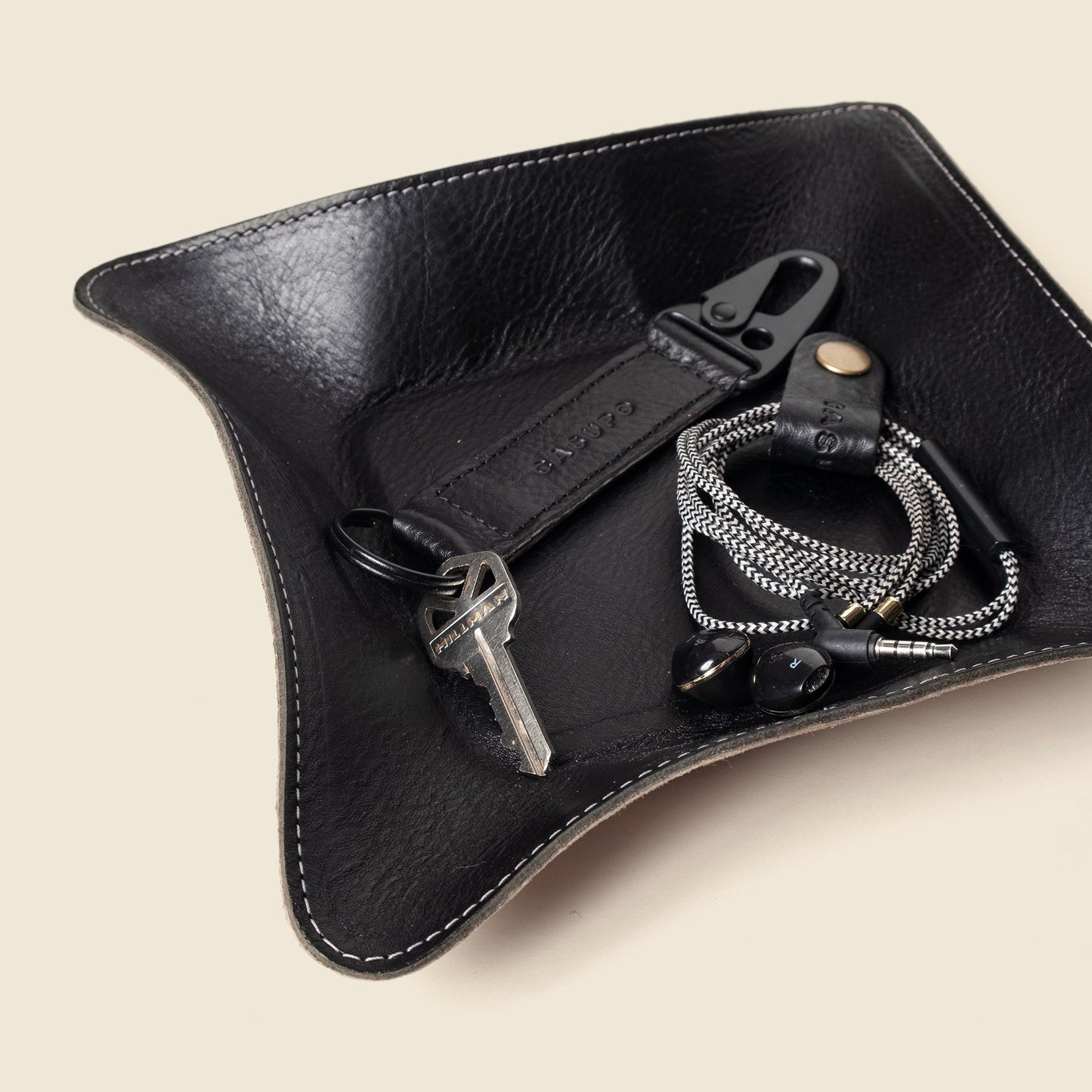 Travel valet leather tray - Black