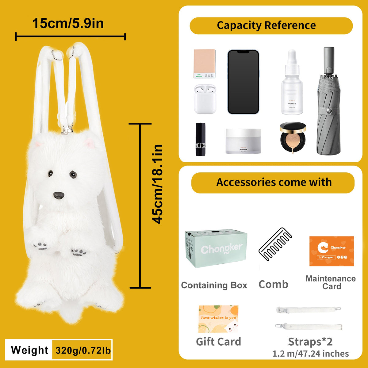 Westie Dog Backpack – Plush Bag for Girls & Puppy Lovers