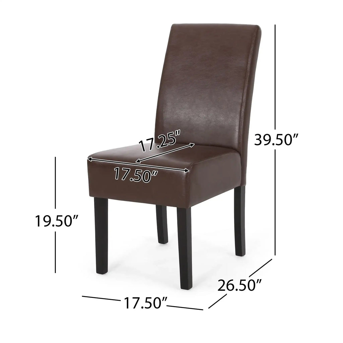 Contemporary Dining Chair Set of 2 with Rubberwood Legs - Beige, Dark Brown, Black