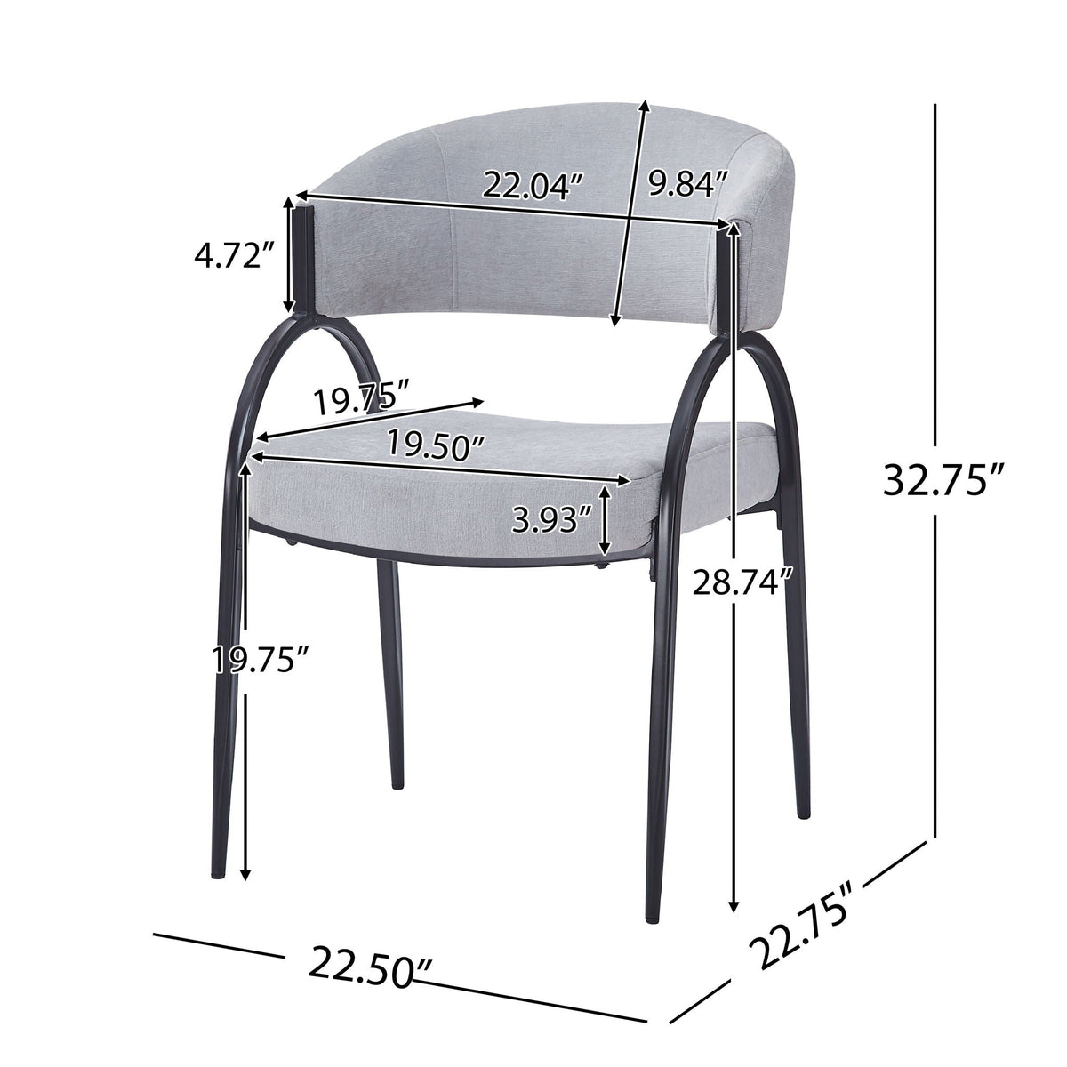 Contemporary Upholstered Dining Chairs with Metal Legs - Gray or Beige